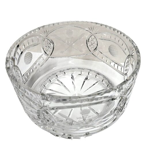 Golf Themed Bowl Par Excellence Hand Cut Glass 24% Lead Crystal 9” - Picture 2 of 16